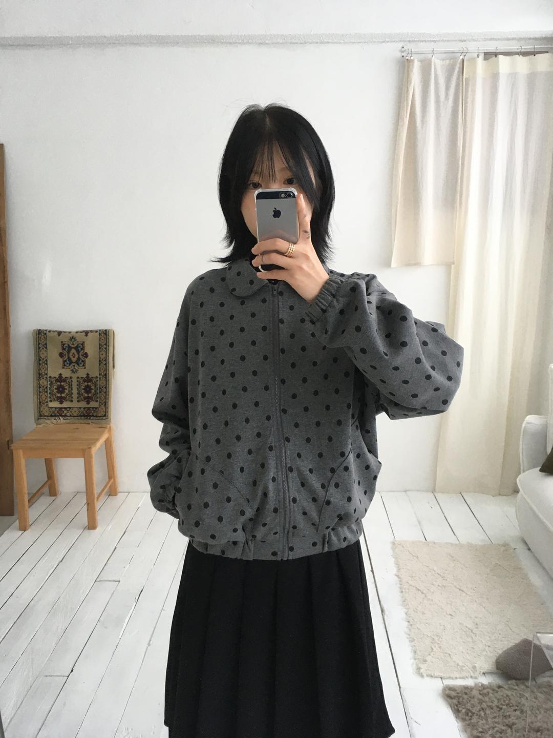 도트 카라 집업 (1color)