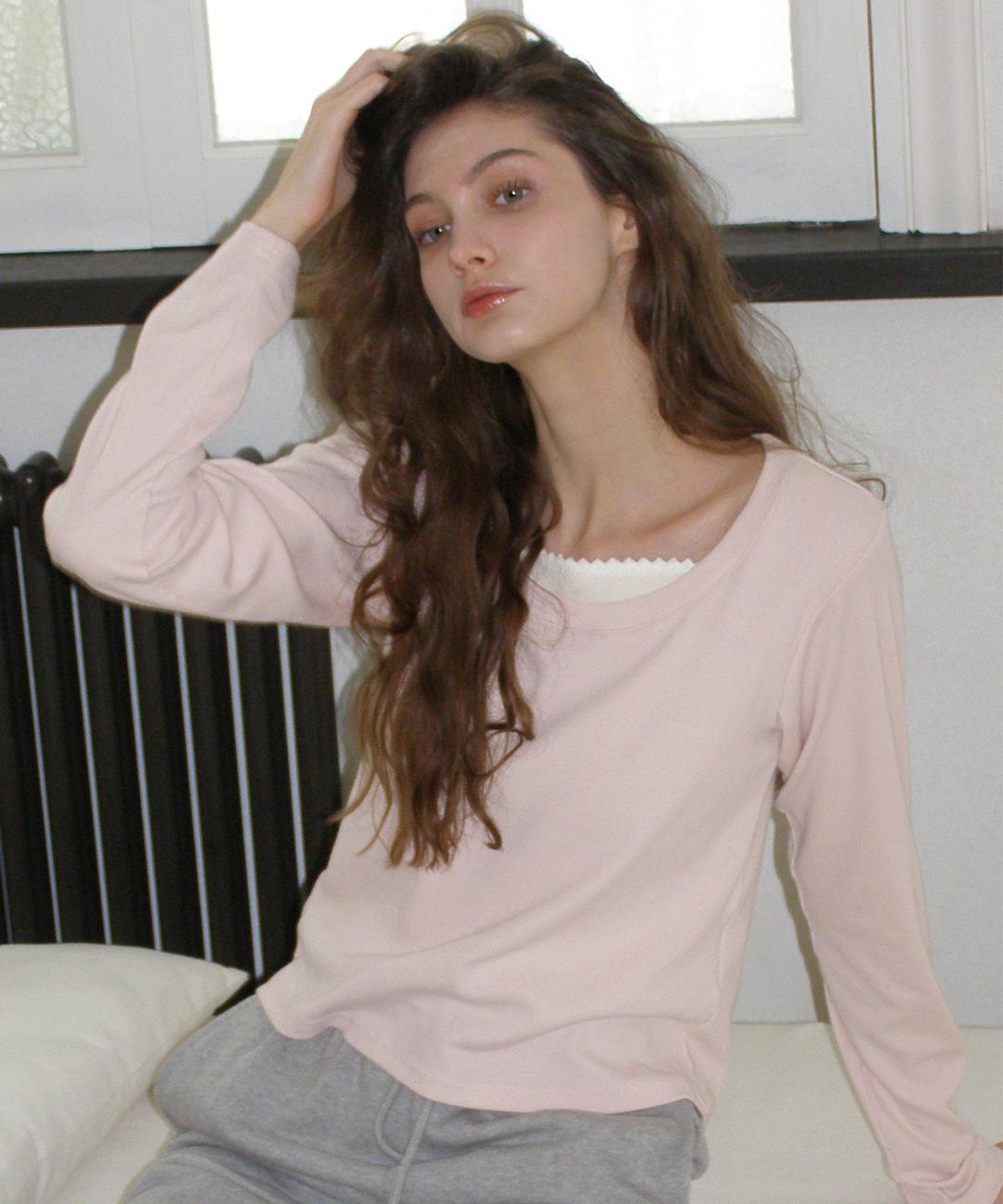 레터프롬문 [가을옷🤎][아일릿 모카 착용] 마레니 레이스 레이어드 티셔츠 ( 5 colors ) *누적1만장 best item♥