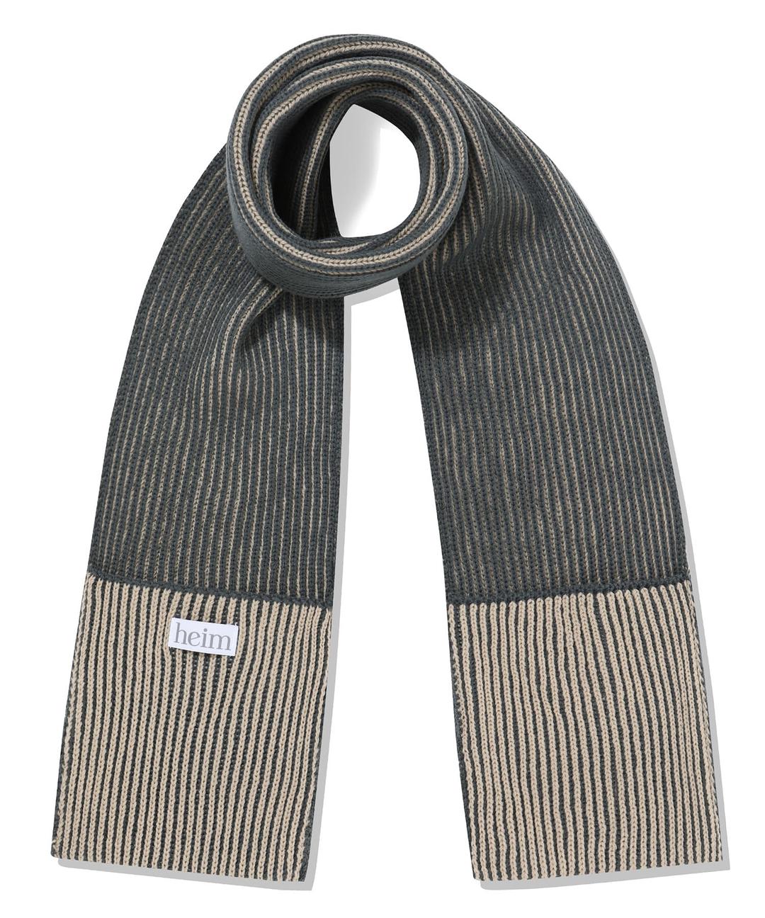 투 톤 니트 머플러 (차콜)