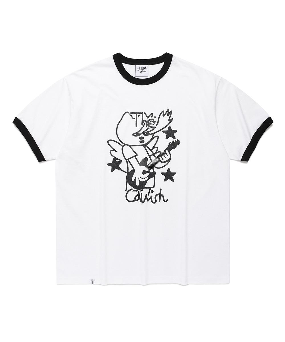 CAVISH X LELBO BROWN GLITTER RINGER SS TEE[WHITE]