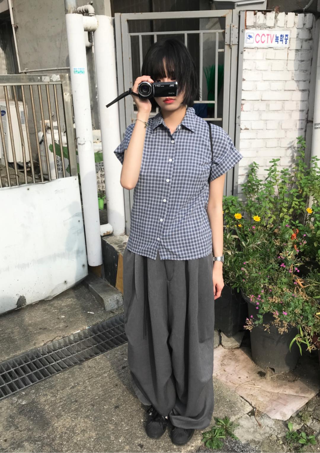 ROLL-UP CHECK HALF SHIRT (3 color)