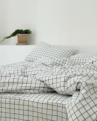 데이 그리드 침구(화이트-블랙)