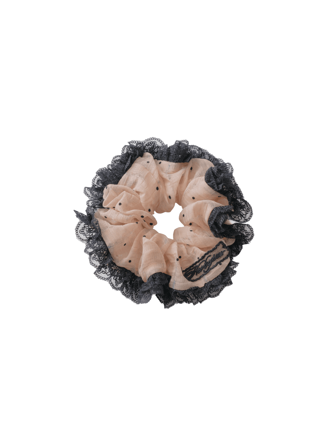 dotted lace scrunchie_pink beige