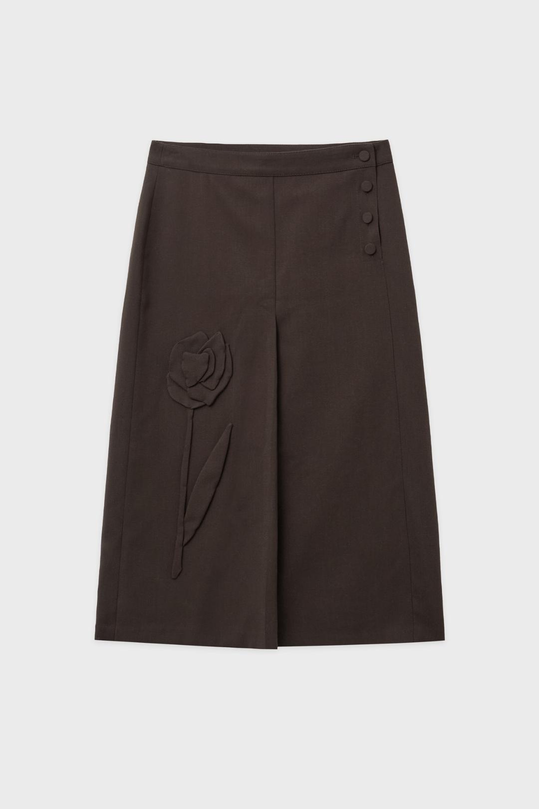 SN Rose Applique Skirt (Brown)