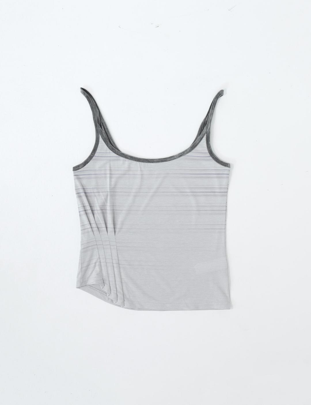 Stripe pintuck sleeveless (light purple)