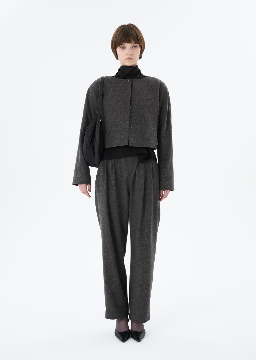 rounded shoulder jacket, charcoal