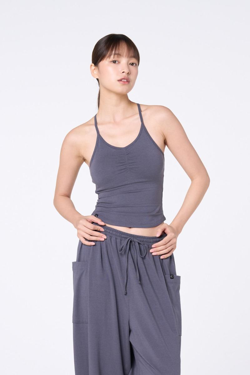 OZTI4047 프론트 셔링 코튼 모달 캐미솔 - 차콜