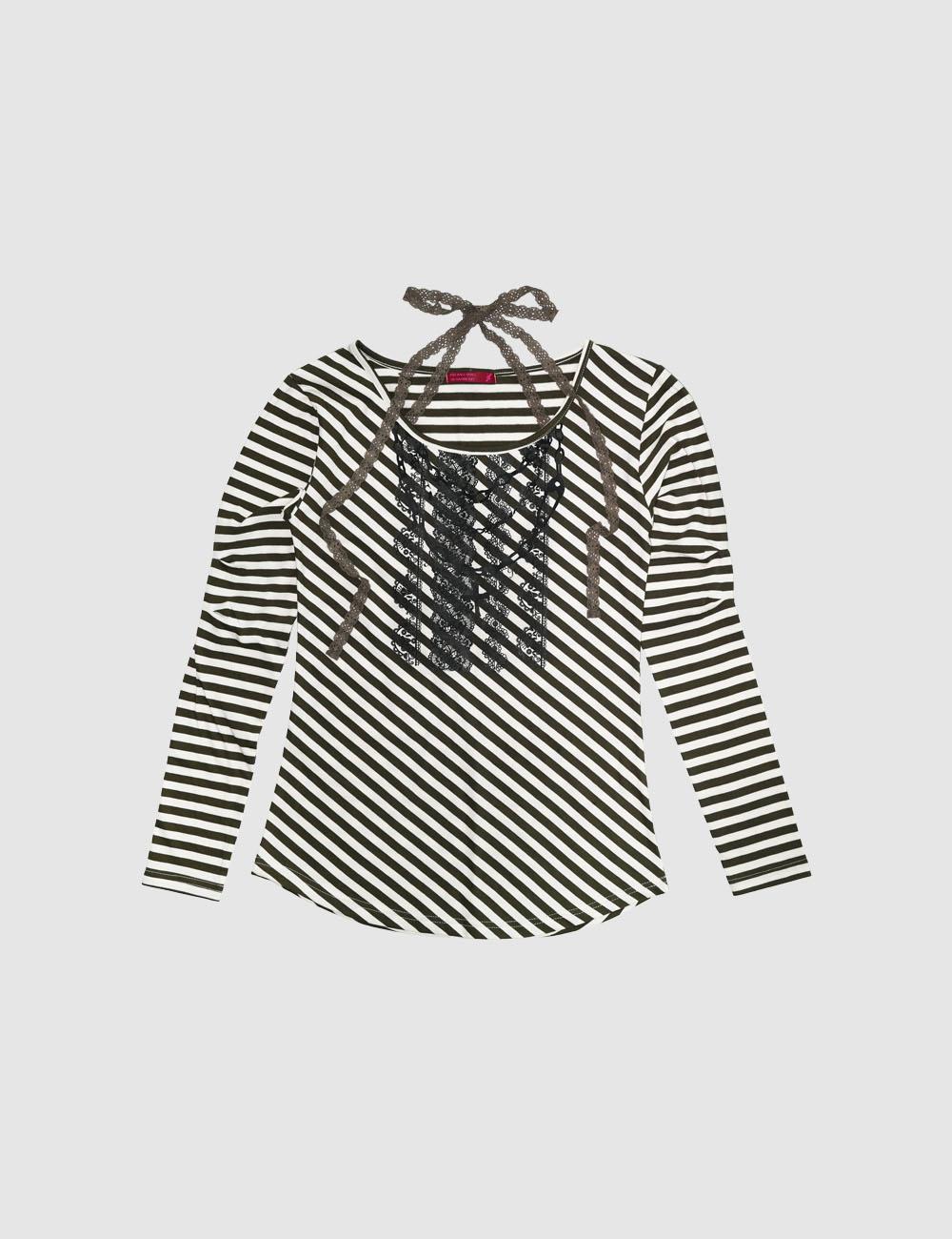 [2차 리오더] Lace halter top, khaki striped