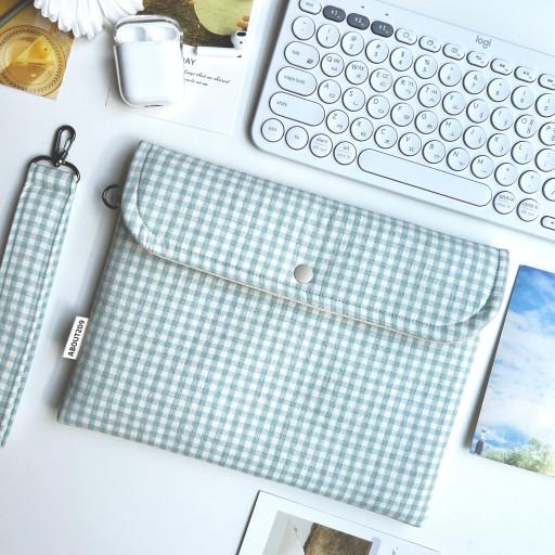 <4가지색상/사이즈주문제작가능>파스텔선염체크파우치