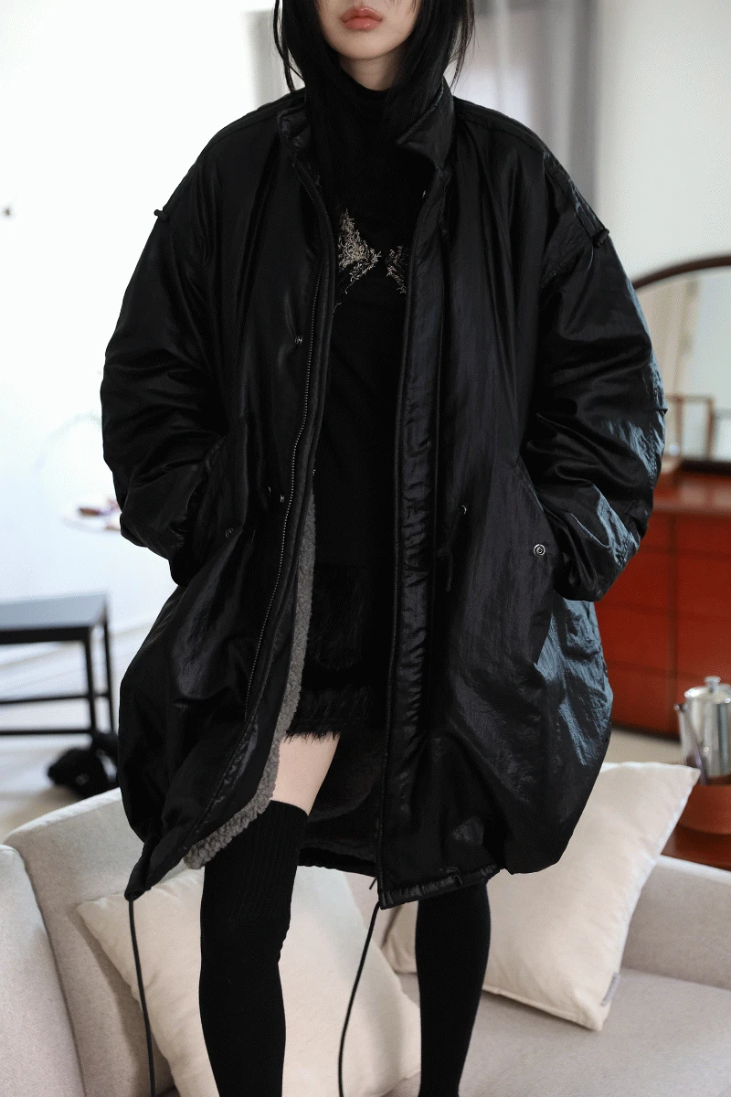 [MD PICK] 코팅 개파카 롱 패딩 자켓