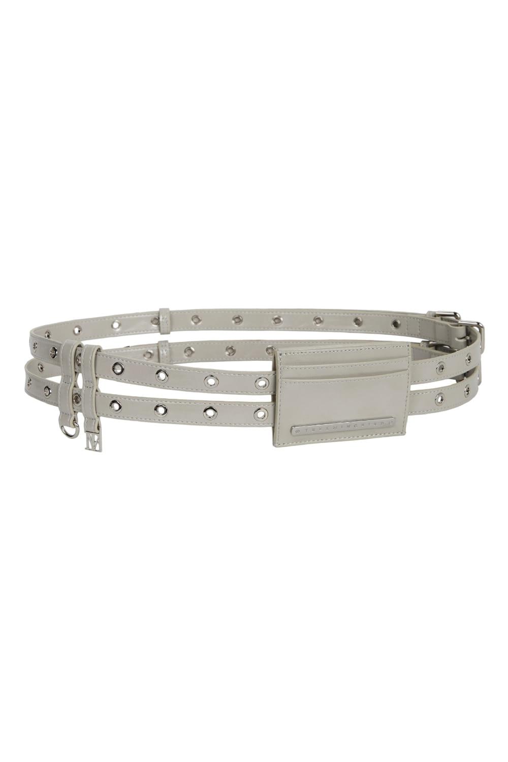 Leather Card Wallet Belt [ Light Gray ]