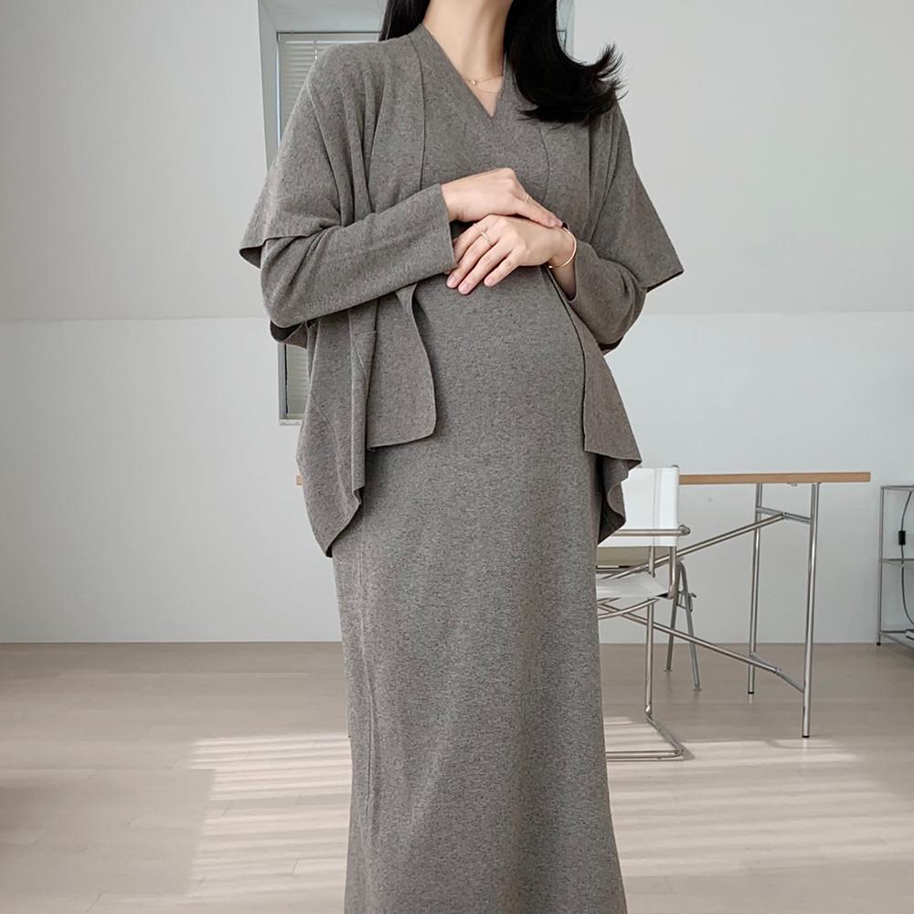 멜린다 롱 니트 가디건 세트 임산부원피스 주수 만삭촬영원피스 가을 겨울 임부복