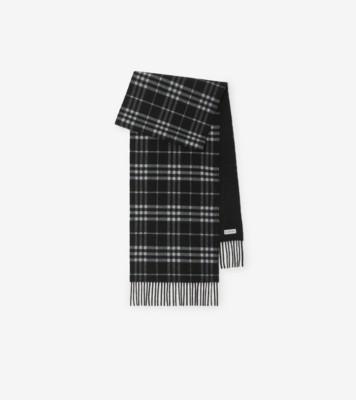 リバーシブル チェック カシミアスカーフ (ブラック／キャラコ) | Burberry®公式サイト