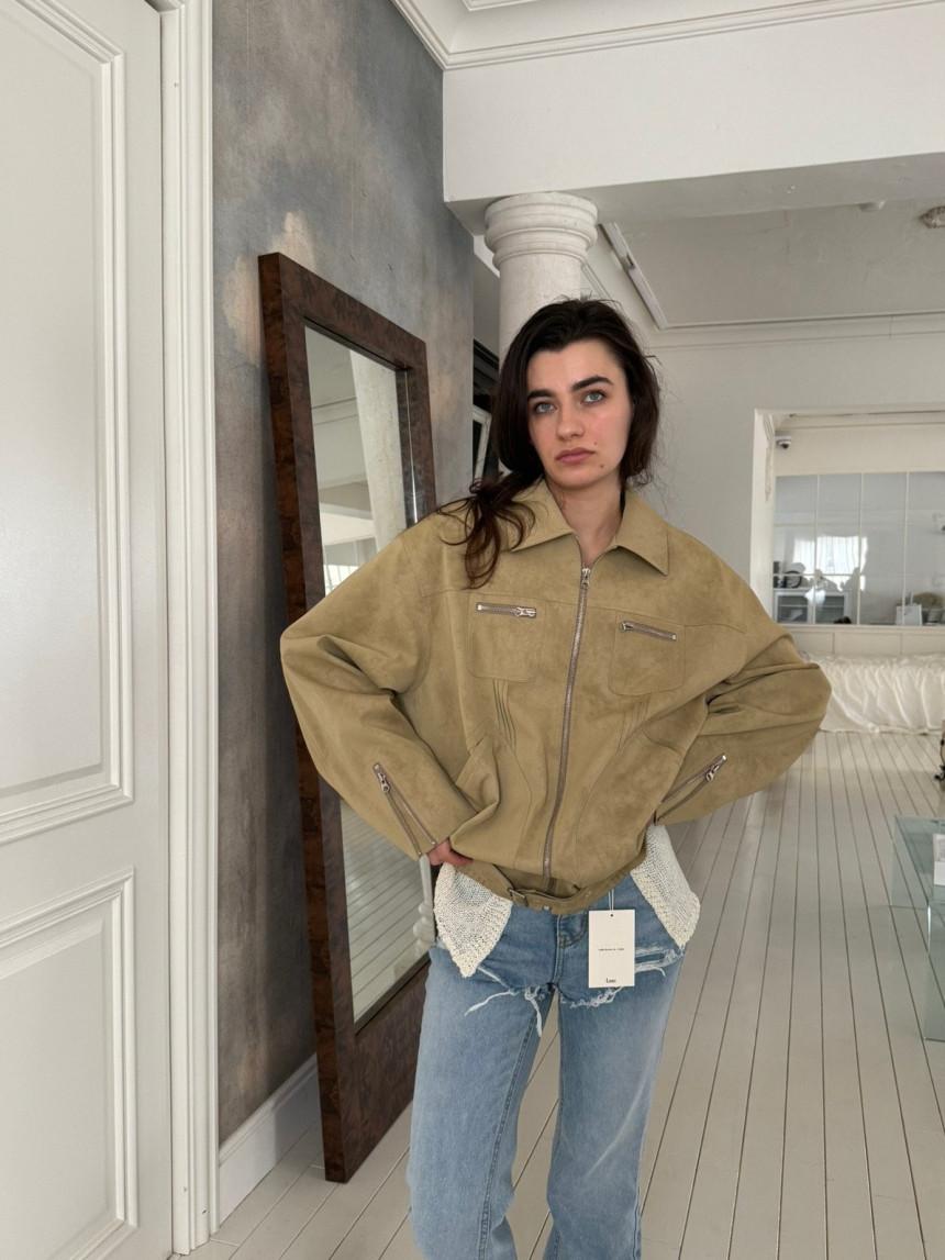 제이제이스토어 여자 봄 루즈핏 오버핏 세무 레이크 제니퍼 레더 자켓 3color