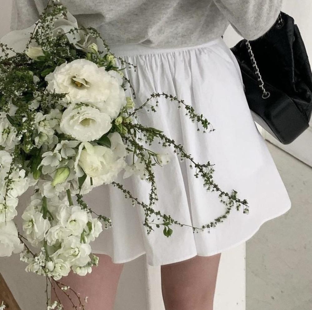 플레인 플레어 셔링 미니 스커트