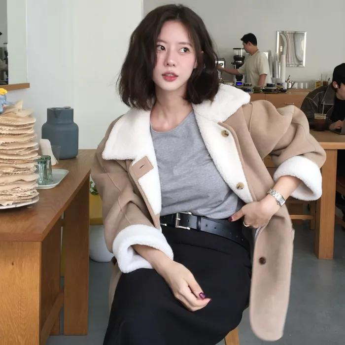 reversible shearing half mustang - taupe