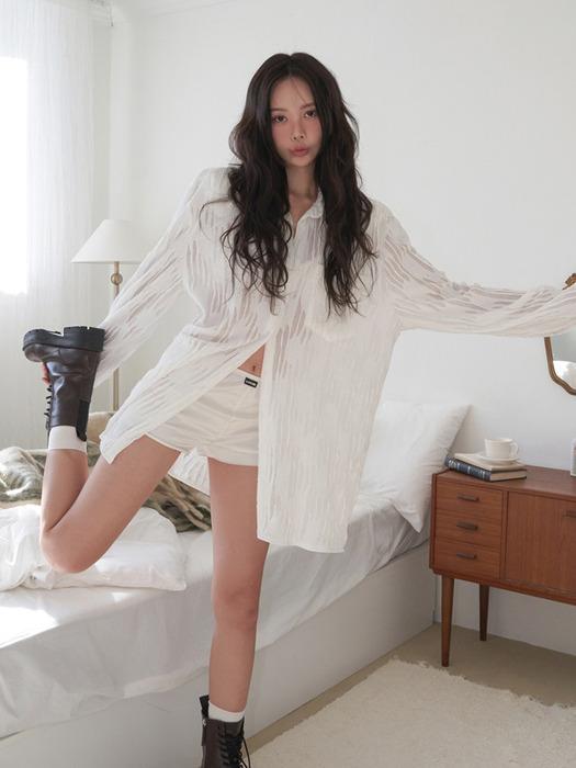 [단독]25SS luxe wrinkle wave point blouse