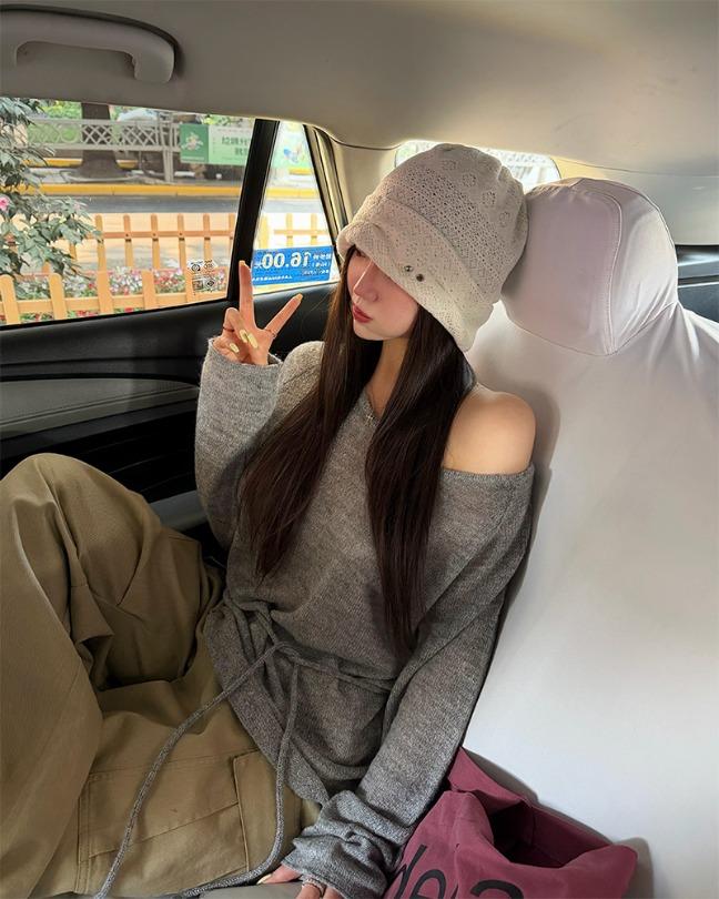 베이델리 [당일출고][26S/S NEW][MADE/울함유]누아 시스루 허리끈 니트