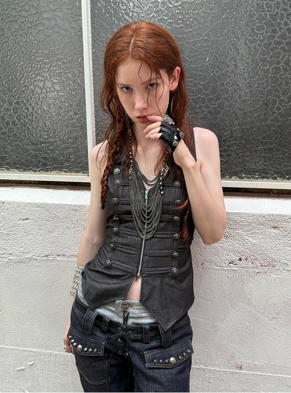 Double Buckle Curve Vest (2color)