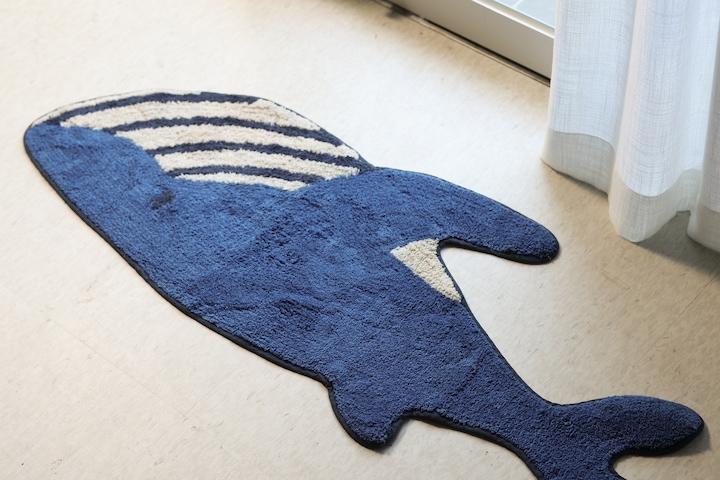 블루 고래 롱 순면 발매트 아이방 러그