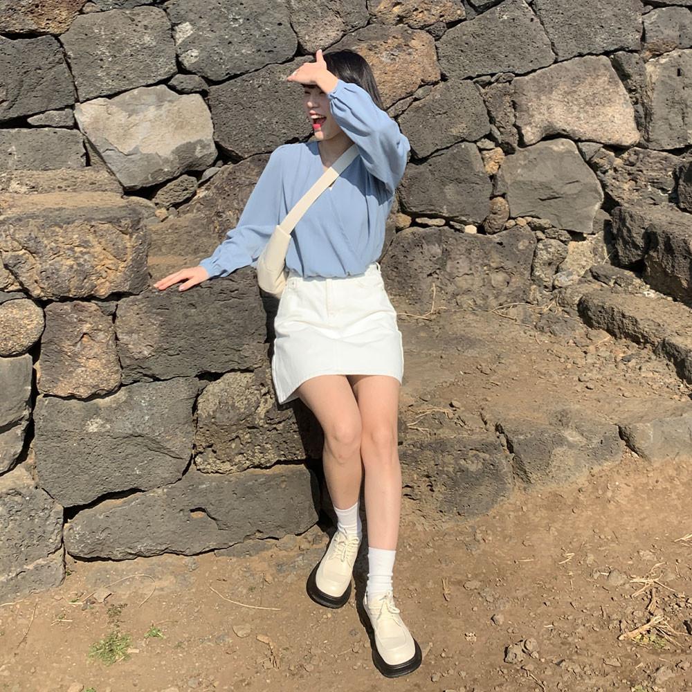 [세트] 윈디아 블라우스 소라 + 시롱쿠롱 스커트 아이보리