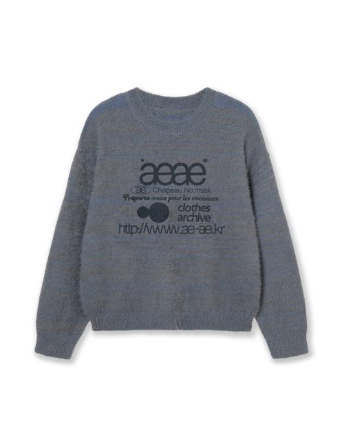 WEB LOGO CROP HAIRY KNIT [SMOKY BLUE]