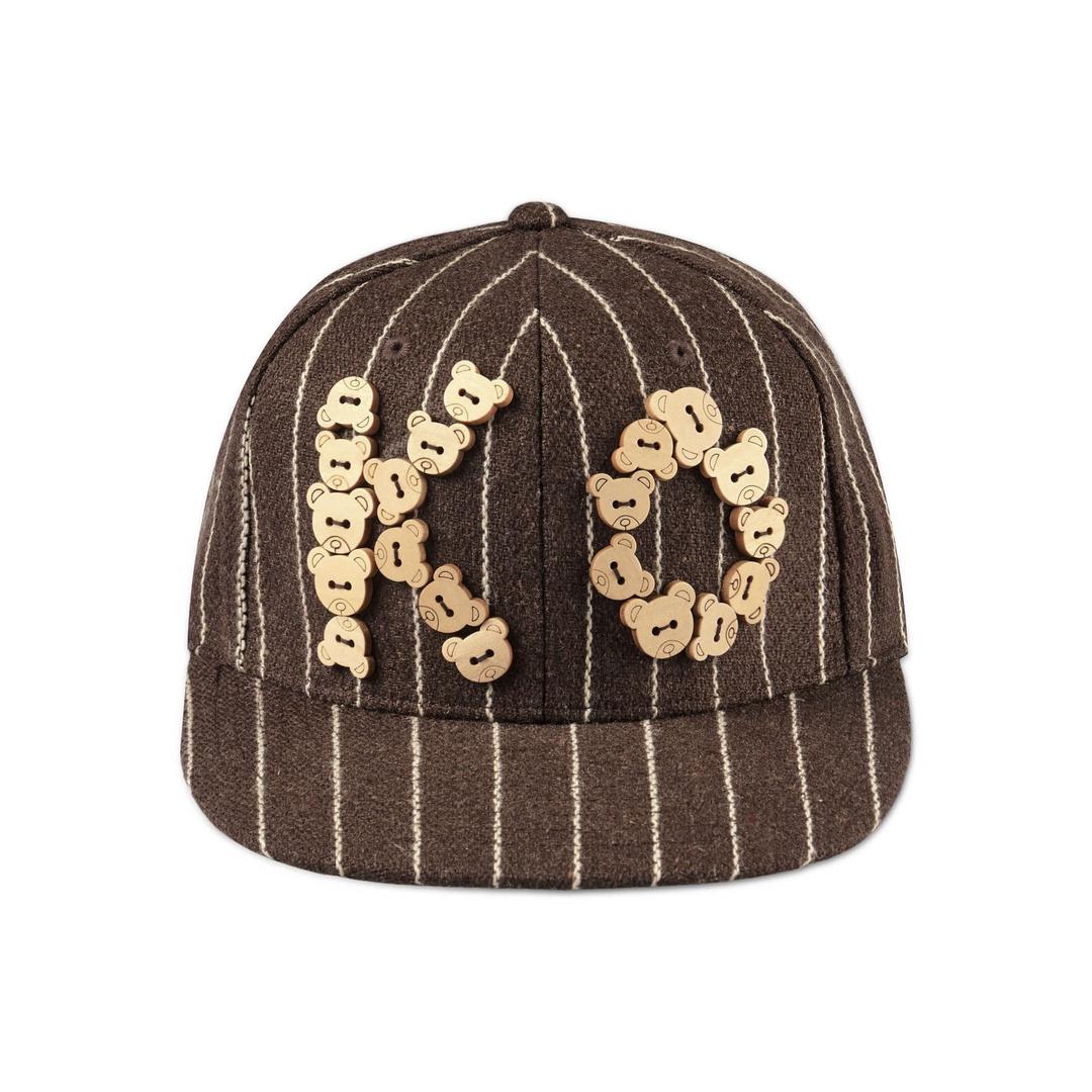 K.O. Bear button  striped cap (Brown)