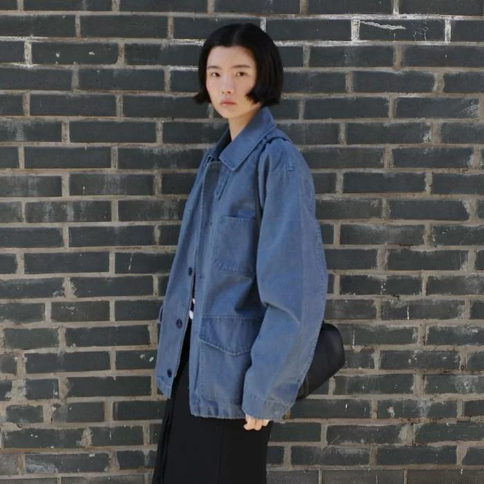 SIOT4183 빈티지 코튼 워크 자켓_Pale blue