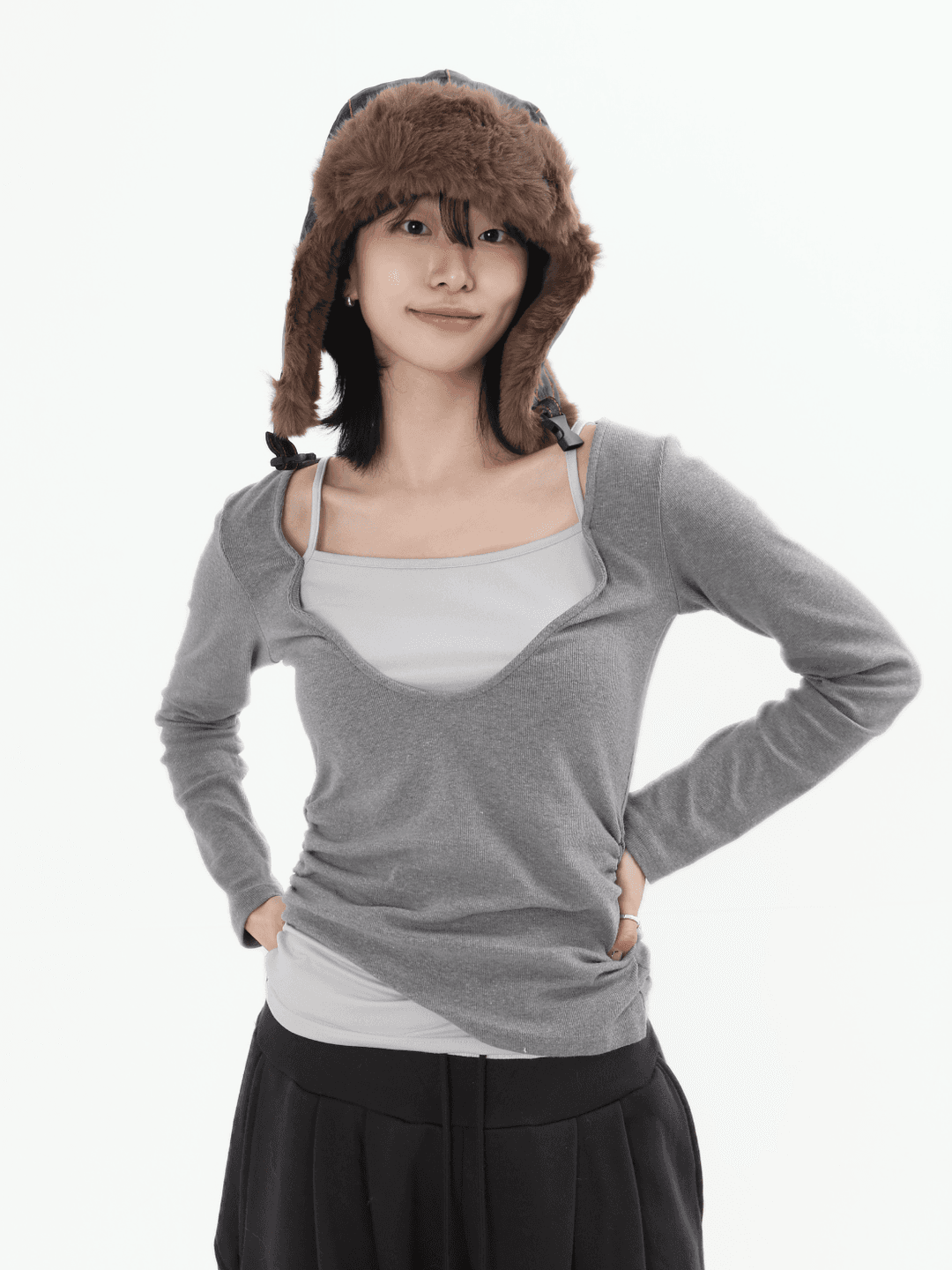 (최저가)Old Memory Layered Unbalanced Long Sleeve_Gray