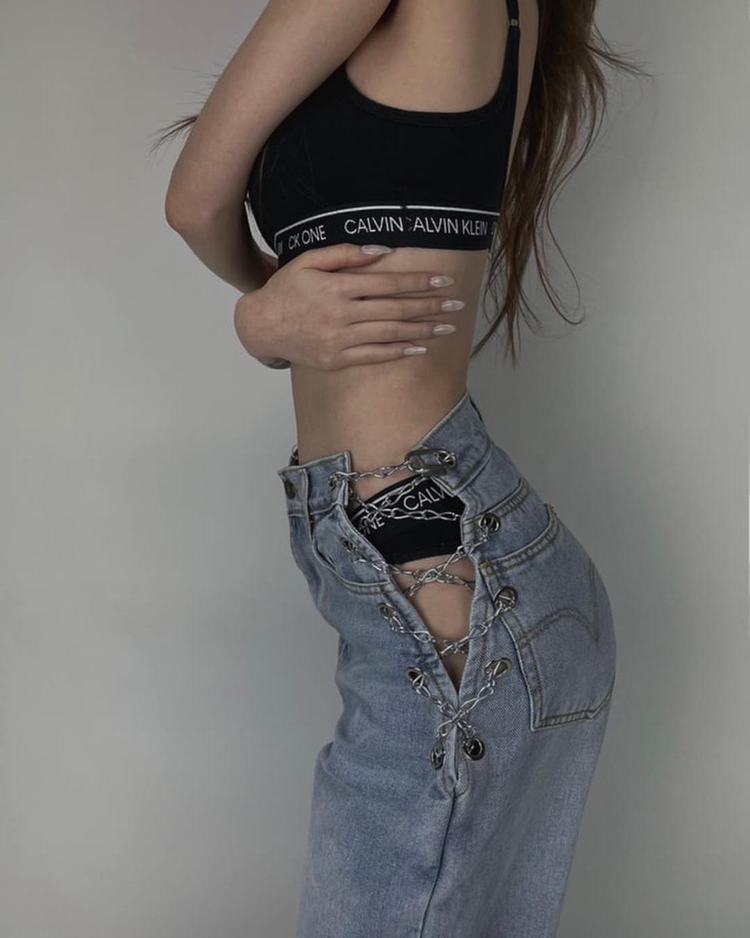 Side buckle Chain denim pants | 후루츠패밀리