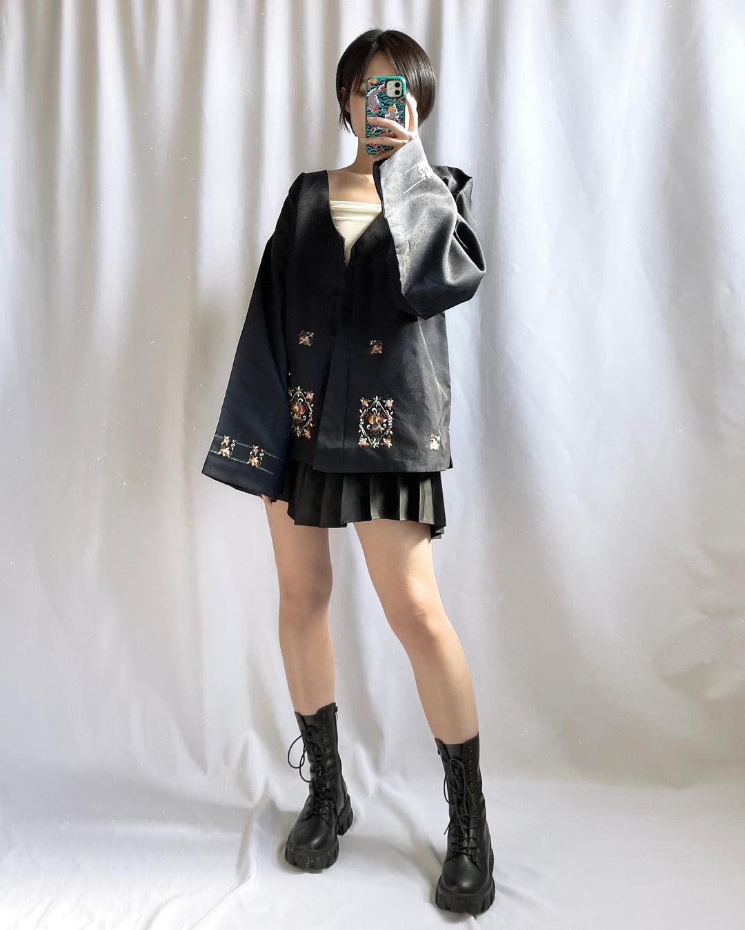 자수 곤색 마고자