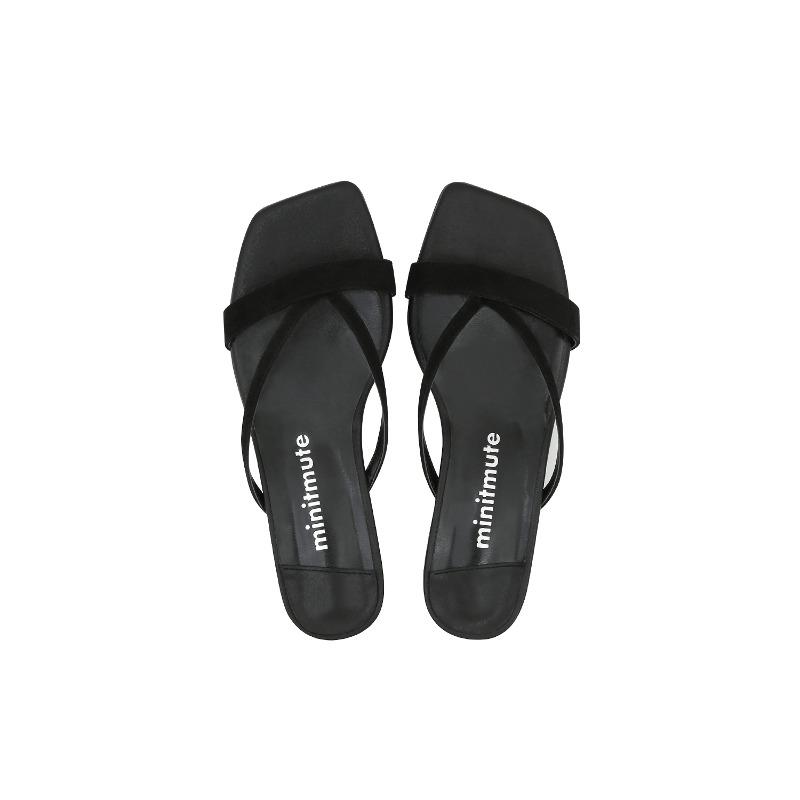strap flip flop - suede black