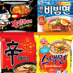 봉지 신라면기본120g+불닭볶음면140g+스낵면108g+팔도비빔면130g