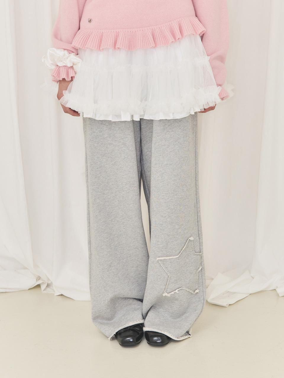 Star Patch Wide Pants (Gray)