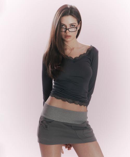 Karena Side Pocket Mini Skirt (Sand Grey)