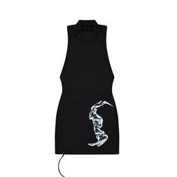 BACK POINT HALTER DRESS (BLACK)