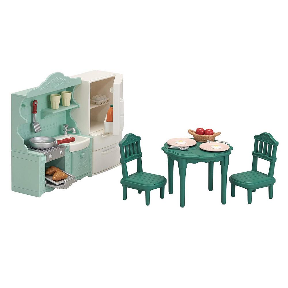 실바니안 패밀리 룸 거실 가구 소품 주방 부엌 냉장고 빵 요리 식탁 테이블 의자 세트