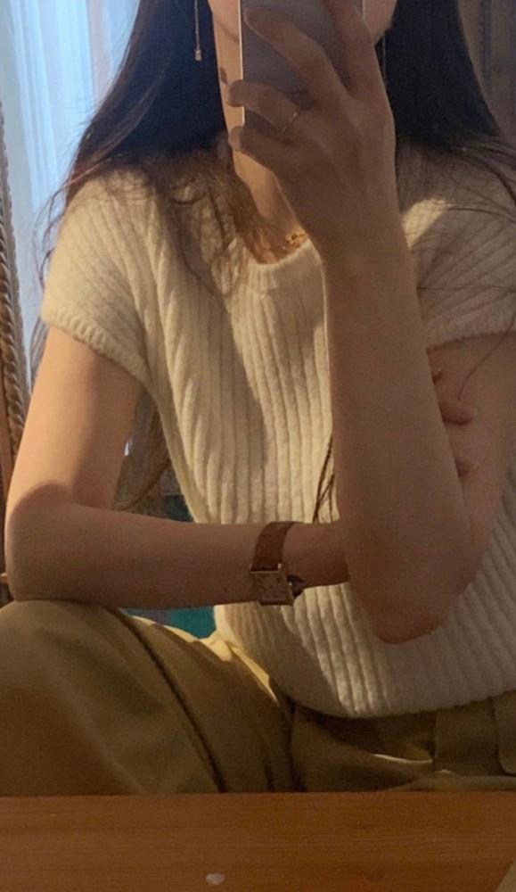 objet 오브제 골지 캡소매 니트 알파카 라운드 반팔 nt (3 color)