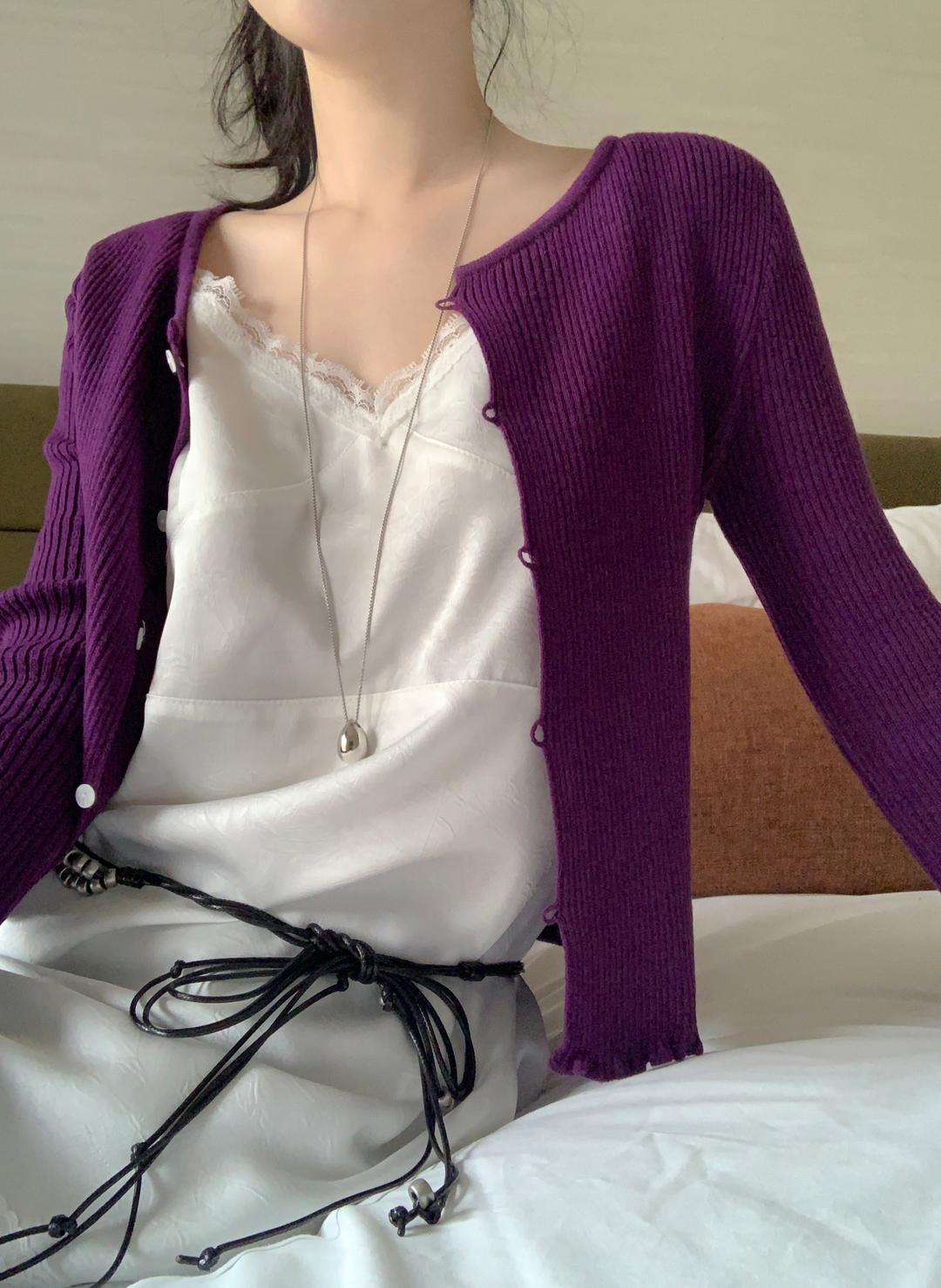 유리에 💛월요일까지 7%💛 엔비 골지 cardigan - 4color (봄가디건/프릴/라운드/레이어드/슬림핏/페미닌)