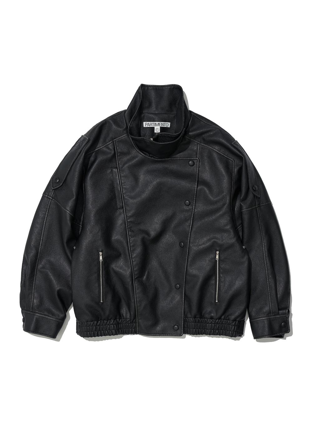 [WOMEN] VINTAGE LEATHER BOMBER JACKET_BLACK