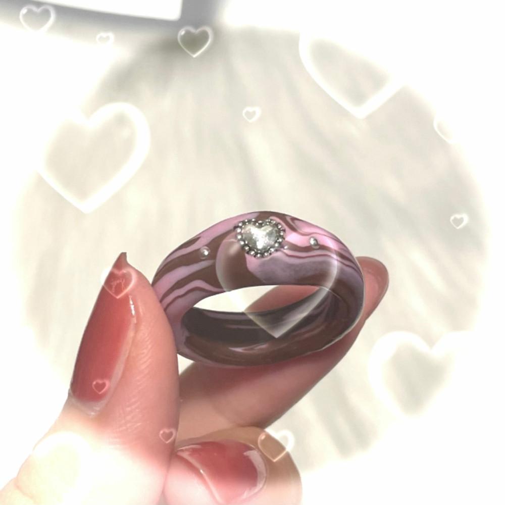 [ 카나에루 ] Pink Choco Ring 🍫 / 클레이링 키치반지 하이틴 반지 Y2k 폴리머클레이 반지 클레이반지