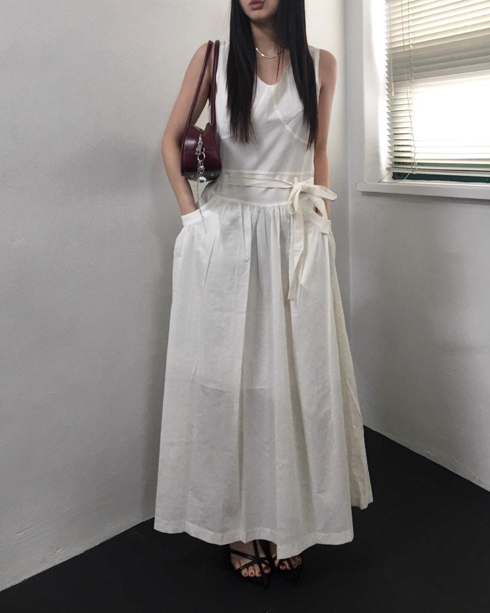 [3컬러/국내제작] 오브 스트랩 맥시 나시 롱 원피스