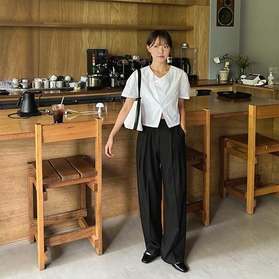 [오늘출발][여름슬랙스/와이드팬츠] 볼륨 맞주름 썸머 슬랙스 (핀턱슬랙스,여름바지,썸머팬츠,쿨링,YKK,기장별),휴양지룩