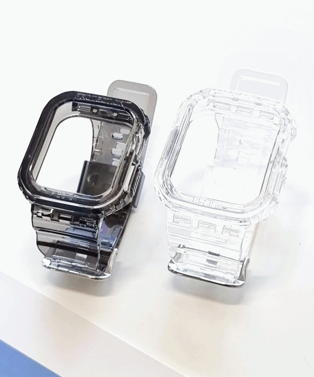 [당일출고] 애플워치 일체형 투명 스트랩 B 스포츠 밴드 루프 시계줄 3 6 7 8 SE 2 줄질