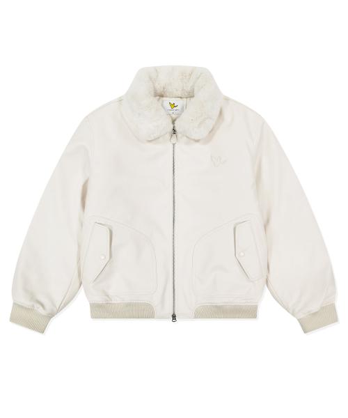 에코퍼 카라 비건레더 자켓 에크루