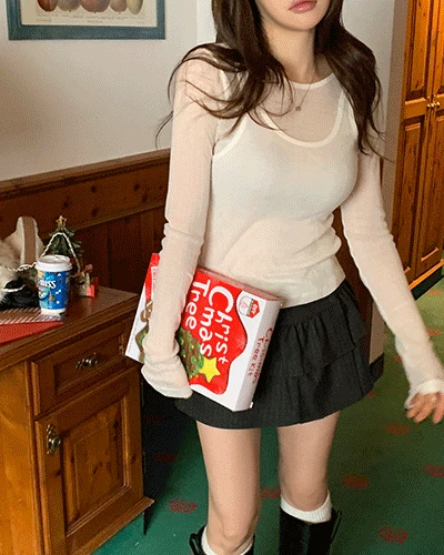 뉴타 레이어드 티셔츠(울30%)