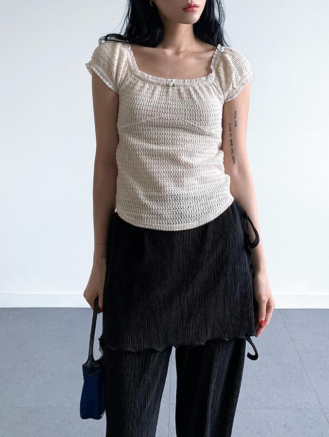 올더 멜팅 로즈 오프숄더 레이스 티셔츠