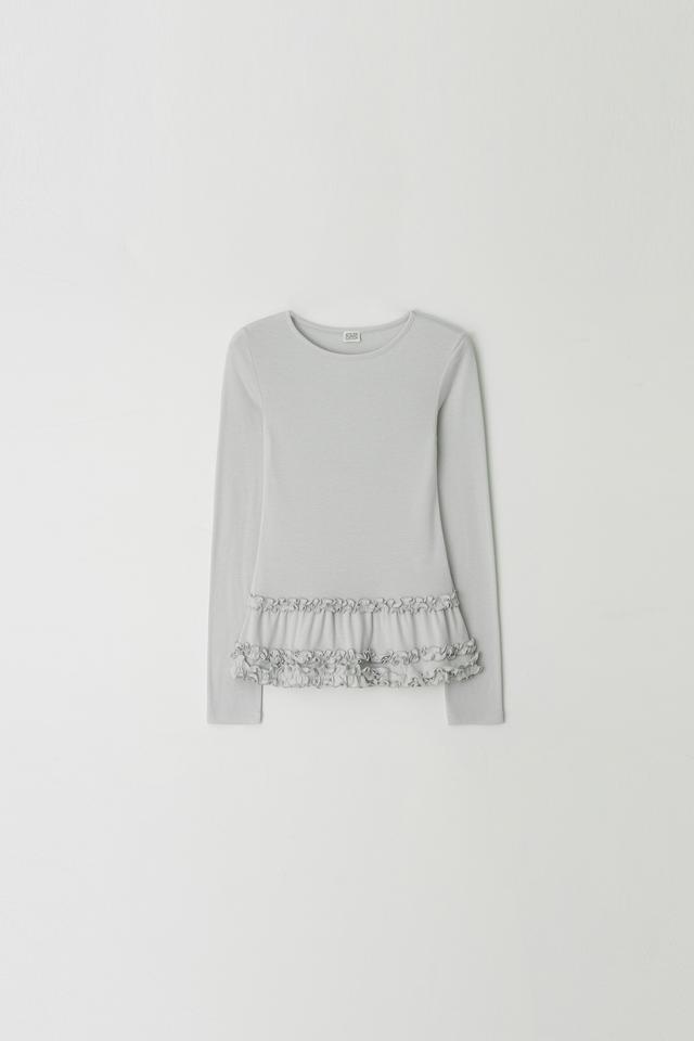 Ruffle Detail T-shirt (light gray)