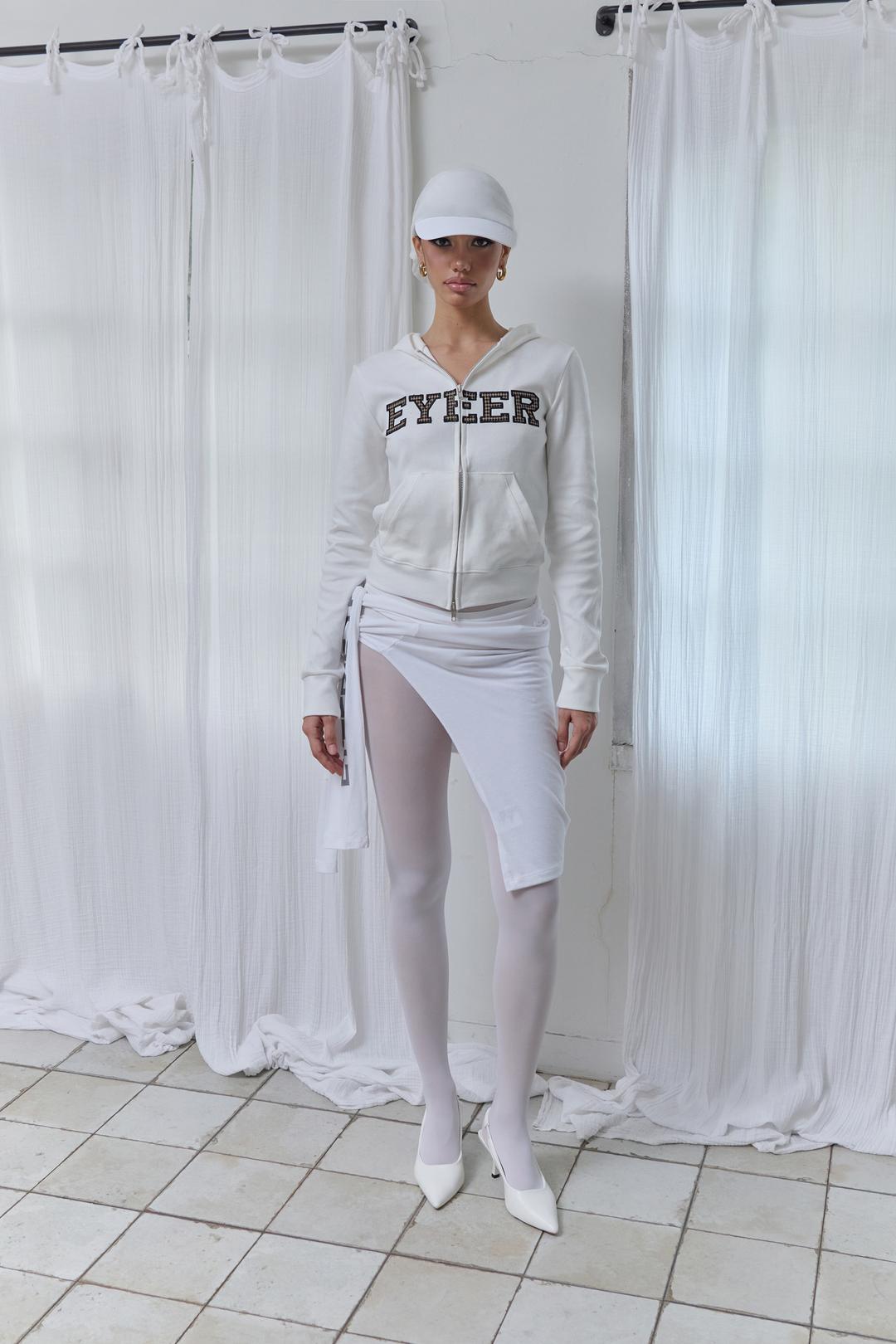 Patch Logo Slim Hooded Zip-up - White