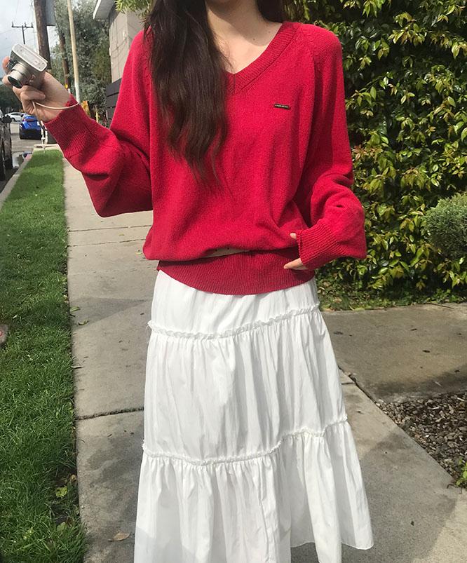 니어웨어 [S/S🌸NEW] 폴게 루즈핏 브이넥 니트 (5color)/오버핏니트/v넥니트/여리핏/루즈핏니트/데일리룩